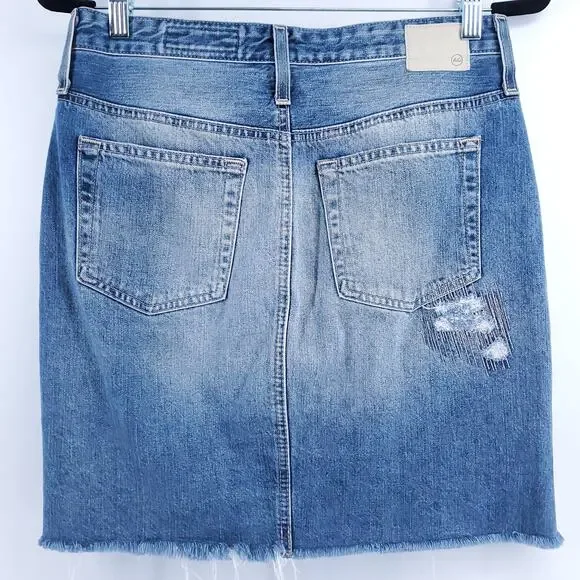 AG The Erin Y2K Boho Distressed Mini Pencil Skirt Raw Hemline Side Slit 28 - Picture 5 of 11